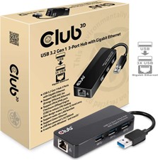 Club3D - USB 3.1 Gen 1 to 3 X USB 3.0 with Gigabit Ethernet RJ45