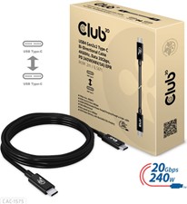 Club3D - USB4 Gen2x2 Type-C Bi-Directional Cable 4K60Hz 6.56ft - Black