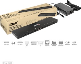 Club3D - USB-C 3.2 Gen2 Triple Display DP Alt Mode + Displaylink Dynamic PD Charging Dock with 120W Power