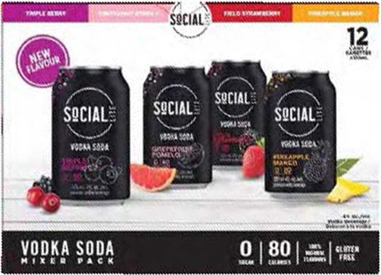 Aware Beverages Social Lite Vodka Soda Mixed Pack 4260ml