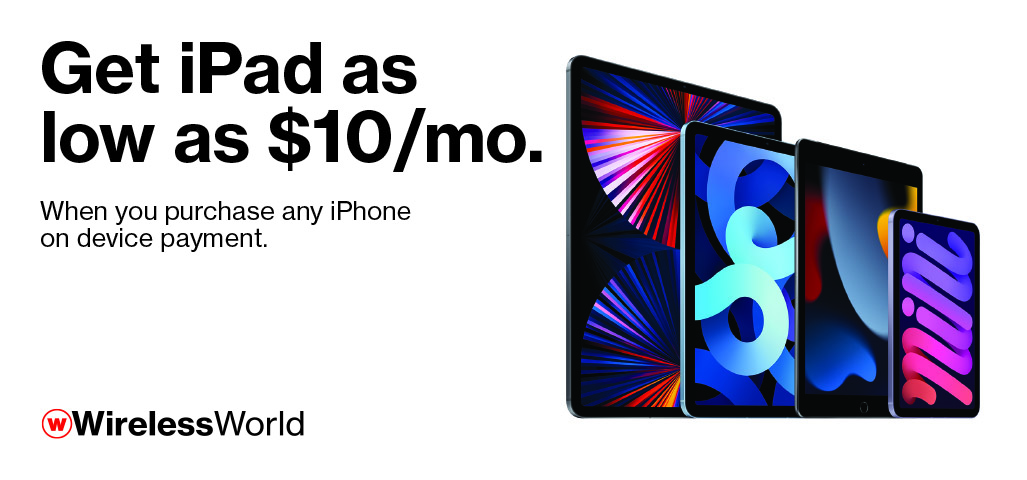 Get iPad as low as $10/mo with purchase of iPhone