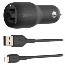 Belkin Boost Up Charge Dual Port Usb A Car Charger 24w With Apple Lightning Cable 3ft