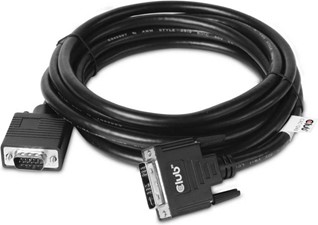 Club3D -  DVI-A to VGA Cable M/M 3m/9.8ft 28 AWG Black