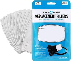 Safe-Mate Safe+Mate Replacement Filters for Cloth Masks Kids Size - 10pk