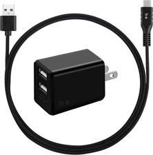 Blu Element - Wall Charger Dual USB 3.4A w/USB-C Cable Black
