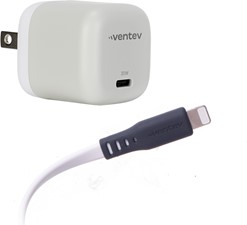 Ventev - 20w Pd Usb C Mini Wall Charger And Usb C To Apple Lightning Cable 3.3ft - White