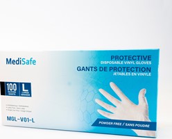 General PPE MediSafe Clear Powder Free Latex Vinly Gloves Large - Box of 100
