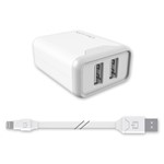 Qmadix 4.8A Lightning Dual Wall Charger Kit with 6&#39; Cord