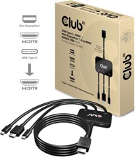 Club3D - USB-C + HDMI + MiniDisplayPort 1.2 to HDMI 4K60Hz HDR m/m Active Adapter 32AWG