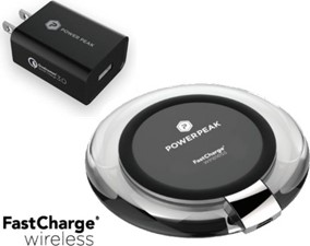 PowerPeak Adaptive Fast Charge Wireless Charging Pad for Qi Compatible Devices includes Fast Charge adapter (1.4X Faster)
