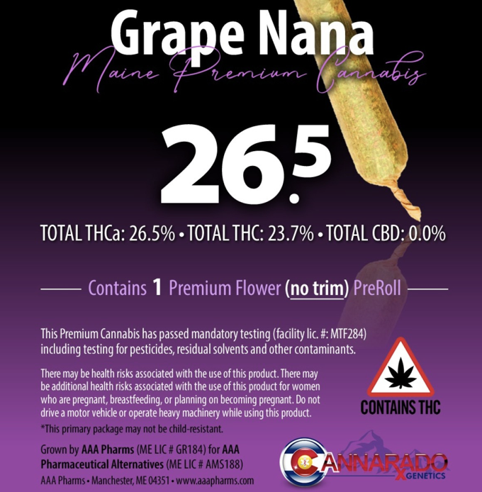 AAA Pharms Grape Nana Pre-Roll