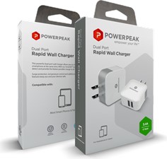 PowerPeak Dual Port Rapid Wall Charger (Cube)