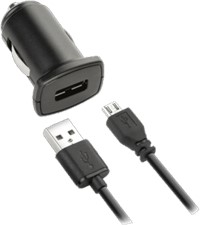 KEY 2.4A Single-USB Car Charger w/ microUSB Cable