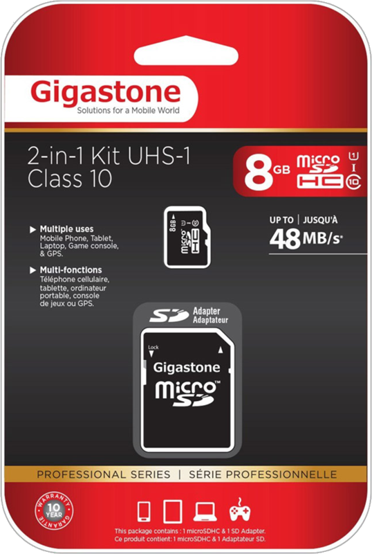 Gigastone 8GB 2-in-1 MicroSDHC Memory Card Price and Features