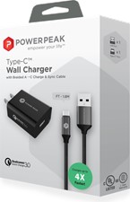 PowerPeak Quick Charge 3.0 Type-C Wall Charger with 6ft. braided Cable