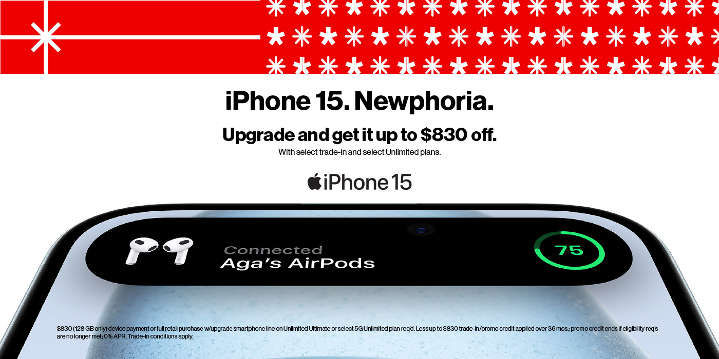 Upgrade and get up to $830 off the new iPhone 15.