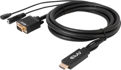 Club3D - HDMI to VGA Cable M/M 6.56ft 28AWG - Black