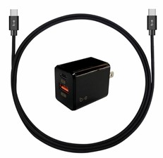Blu Element - Wall Charger Dual USB-C 20W PD w/4FT USB-C Cable - Black