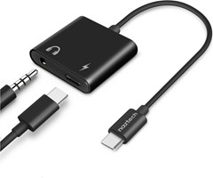 Naztech Black USB-C &amp; 3.5mm Audio + Charge Adapter