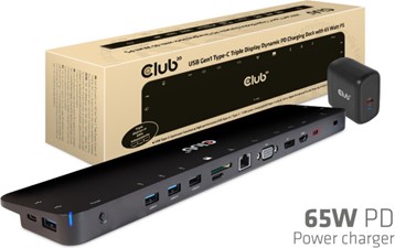 Club3D USB-C 3.2 Gen 1 Triple Display Dynamic PD Charging 65W