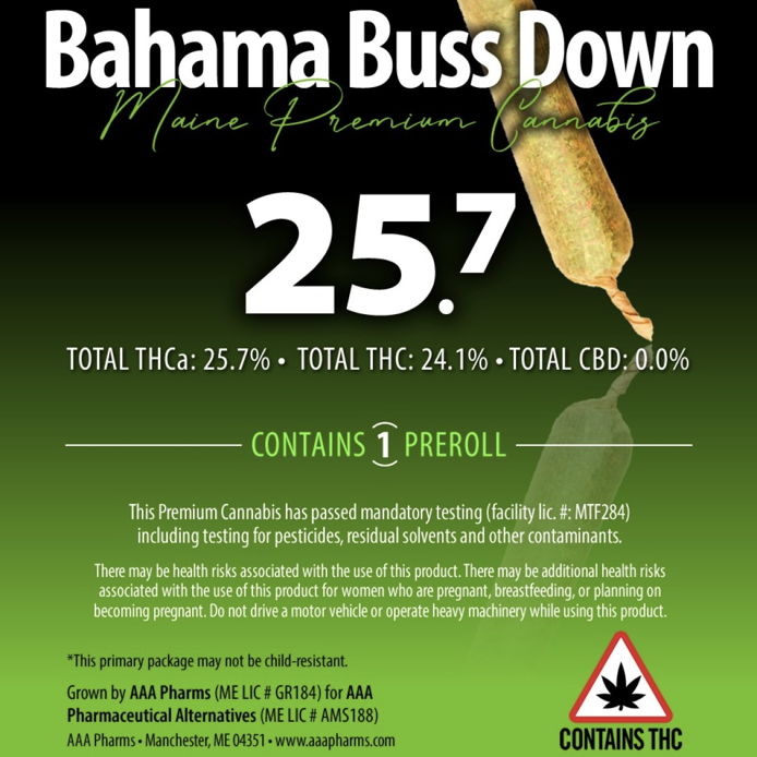 AAA Pharms Bahama Buss Down Pre-Roll