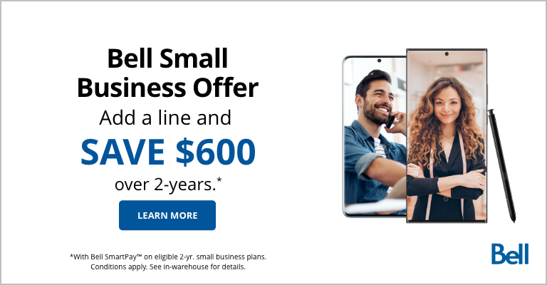 Bell small business offer. Add a line and save $600 over 2-years