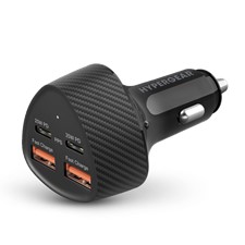 HyperGear SpeedBoost 50W Dual USB-C &amp; Dual USB-A CLA Fast Charge Car Charger