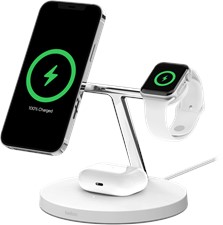 Belkin - Boost Charge Pro 3 in 1 MagSafe Wireless Charging Stand V2 15W - White
