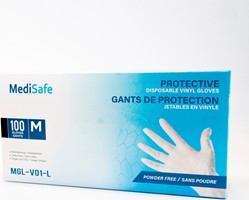 General PPE MediSafe Clear Powder Free Latex Vinly Gloves Medium - Box of 100