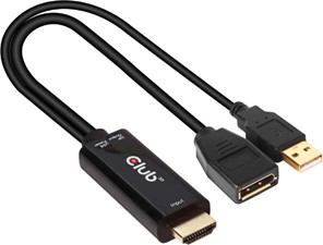 Club3D - HDMI 2.0 TO DisplayPort 1.2 4K60HZ HDR M/F Active Adapter Black