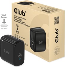 Club3D - Travel Charger PPS 65W GAN Single Port USB-C and PD - Black