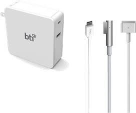 BTI AC Adapter 87W for USB Type C Laptops with Mag Tips for Apple Macbook - Not Retail Packaged - White