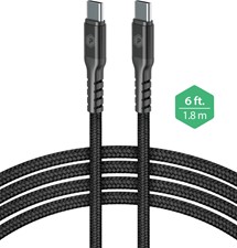 PowerPeak 6ft. Braided Nylon Type-C Charge, Sync &amp; Power Cable