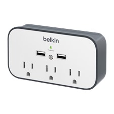 Belkin SurgePlus 3-Outlet &amp; Dual-USB Wall Mount Charger &amp; Cradle