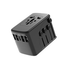 Bulk Packaging OLKJCGSL200BK Universal Travel Adapter 4 USB-A &amp; USB-C Port 6.5A Output with Nylon Pouch