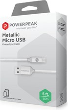 PowerPeak 6ft. Metallic Micro USB Charge &amp; Sync Cable