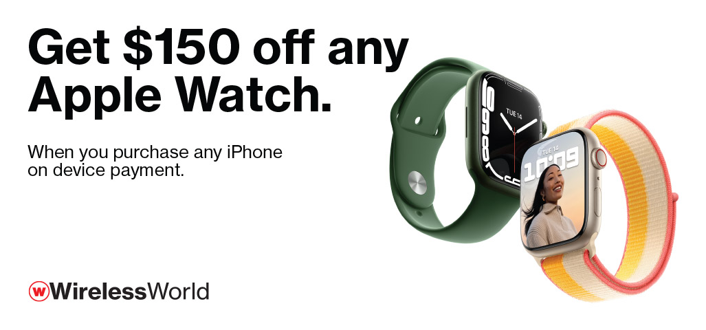 Get $150 off any Apple Watch with iPhone purchase.