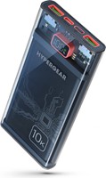 HyperGear 10000mAh Transparent 20W Single Port USB-C &amp; 18W Dual Port USB-A Portable Power Bank