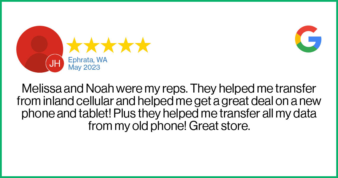 Check out this 5-star review about the Verizon Cellular Plus store in Ephrata, WA.