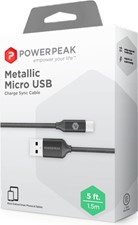 PowerPeak 5ft. Metallic Micro USB Charge &amp; Sync Cable