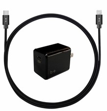 Blu Element - Wall Charger USB-C 20W PD w/Lightning Cable 4ft - Black