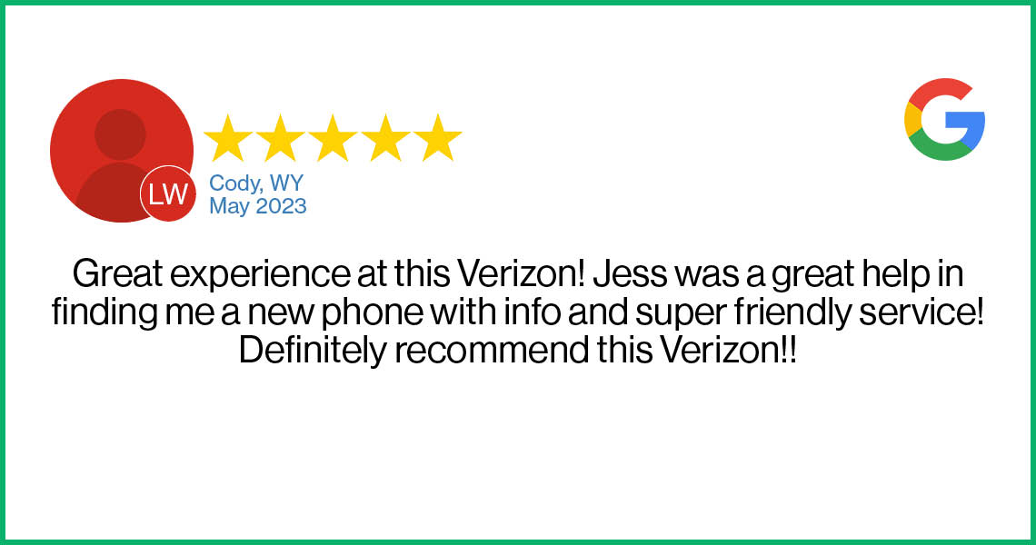 Check out this recent customer review about the Verizon Cellular Plus store in Cody, WY.