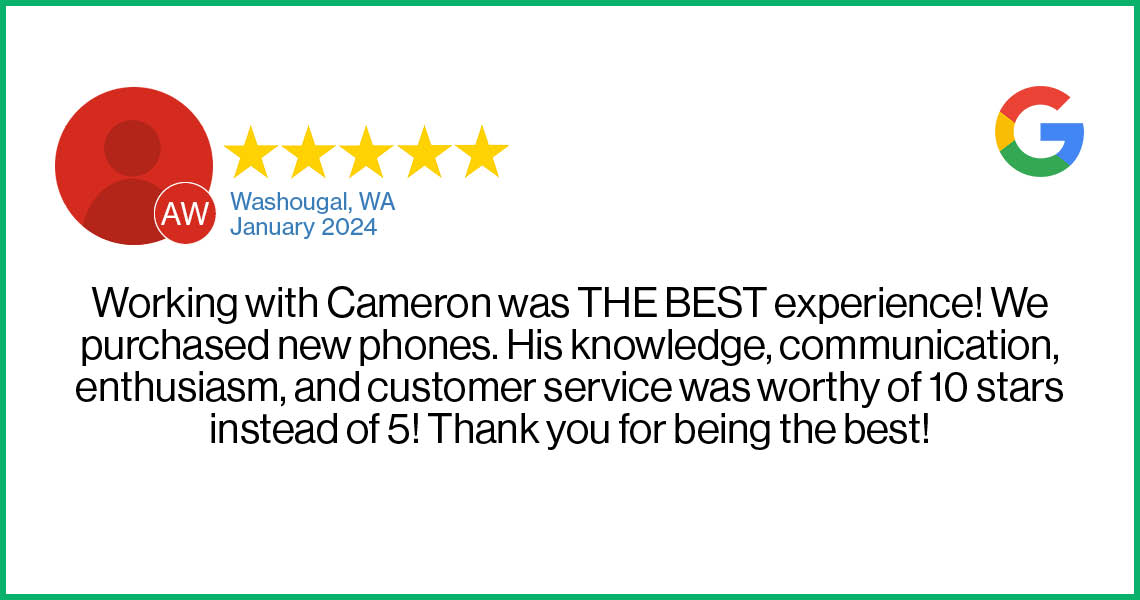 Check out this recent customer review about the Verizon Cellular Plus store in Washougal, WA.
