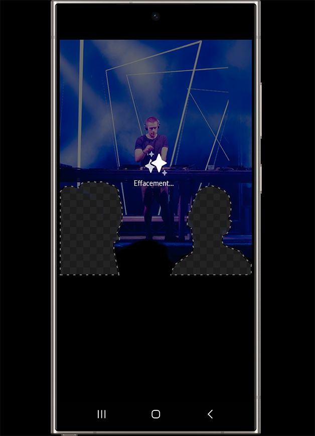 Dans l’interface de l’appli Gallery, les boutons apparaissent au bas de la photo avec diverses options de modification. Un outil permet qu’un objet de la photo soit retiré..