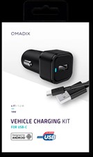 Qmadix - Usb A Car Charger 18w And Usb A To Usb C Cable 4ft - Black
