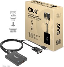 Club3D - VGA and USB to HDMI Adapter with Pigtail M/F 1.97ft - Black