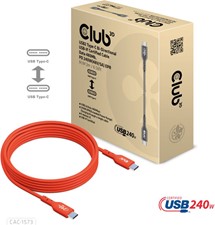 Club3D - USB-C Gen2 Bi-Directional Cable/Data 480Mb/PD 240W(48V/5A) EPR M/M 6.56ft Red
