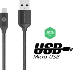 PowerPeak 10ft. Metallic Micro USB Charge &amp; Sync Cable
